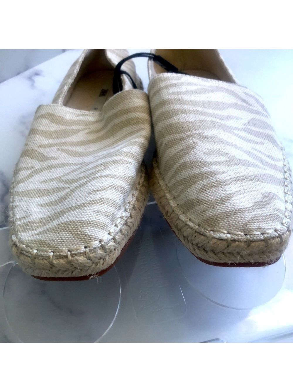 Zara Low Heel Cream  Zebra Animal Print Espadrilles Size EUR 41 US 10 NWT - Picture 7 of 11